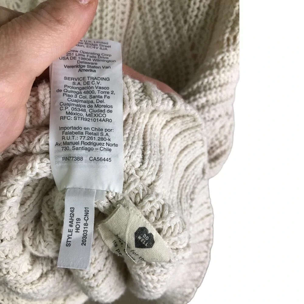 Madewell Cardigan Sweater Womens L Beige‎ Cable Knit Button Front Cotton Cozy